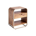 Modern Wooden Nightstand with Drawer and Open Shelf Design